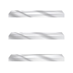 Three horizontal, stylized shelves