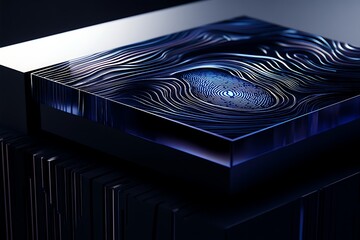 Futuristic technology concept art with fingerprint identification and digital security