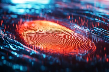 Digital fingerprint biometric data scan concept for cyber security and identification access