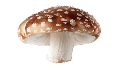 Classic mushroom with wide cap and white stem, forest food icon - isolated on transparent background