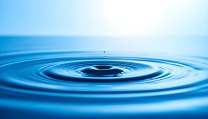 Water droplet impacting surface, creating ripples