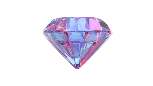 Diamond icon3D rendering in cartoon plastic style, isolated on transparent background  - Powered by Adobe