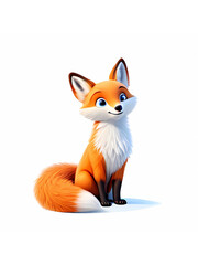 Obraz premium Cute Arctic Fox Cartoon with Fluffy Tail