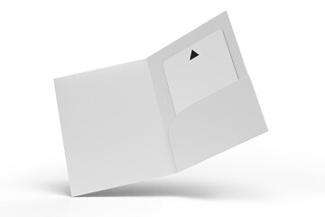 3D Realistic plastic hotel apartment keycard with magnetic strip and booklet holder, open leaflet mockup isolated on background. Blank template for branding hotel key card, credit card, guest room