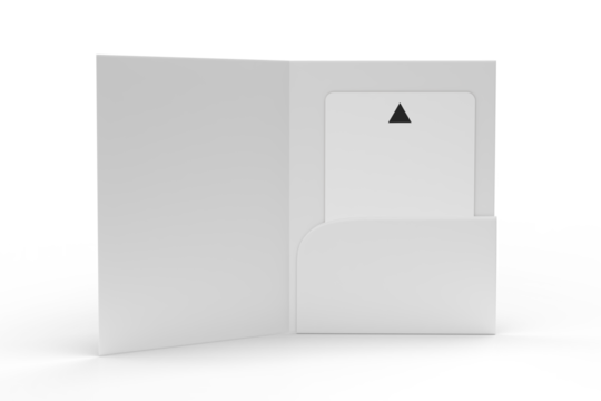 3D Realistic plastic hotel apartment keycard with magnetic strip and booklet holder, open leaflet mockup isolated on background. Blank template for branding hotel key card, credit card, guest room