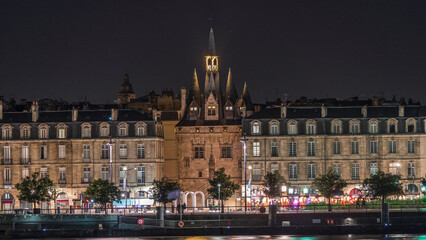 Fototapeta premium Historic Porte Cailhau timelapse in Bordeaux, France, with its medieval architecture and spires