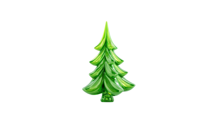 Green Christmas tree cartoon plastic style icon isolated on transparent background 