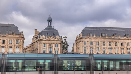 Place de la Bourse timelapse hyperlapse in Bordeaux, France, with the Fountain