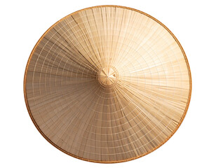 Vietnamese conical hat (n&oacute;n l&aacute;) with woven pattern, isolated on a transparent background