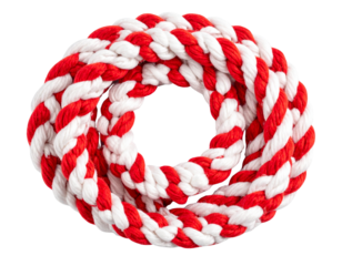 Bulgarian Martenitsa bracelet in red and white yarn, isolated on a transparent background