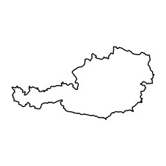 Vector Illustration of Outline Map of Austria in black with white background.