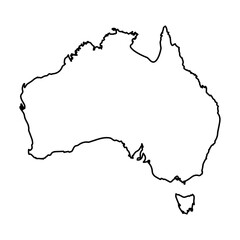 Vector Illustration of Outline Map of Australia in black with white background.