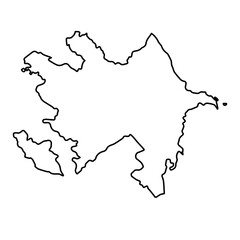 Vector Illustration of Outline Map of Azerbaijan in black with white background.