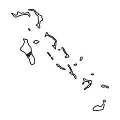 Vector Illustration of Outline Map of Bahamas in black with white background.