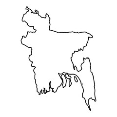 Vector Illustration of Outline Map of Bangladesh in black with white background.