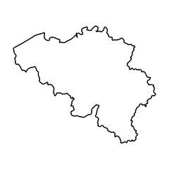 Vector Illustration of Outline Map of Belgium in black with white background.