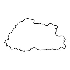 Vector Illustration of Outline Map of Bhutan in black with white background.