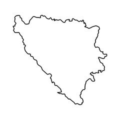 Vector Illustration of Outline Map of Bosnia-Herzegovina in black with white background.