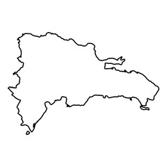 Vector Illustration of Outline Map of Dominican Republic in black with white background.