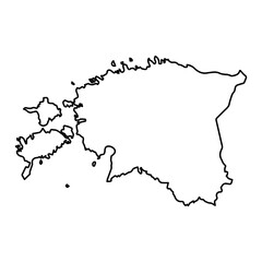 Vector Illustration of Outline Map of Estonia in black with white background.