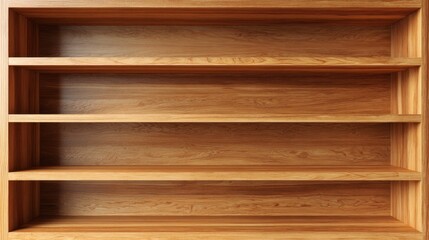 A wooden bookcase with empty shelves, perfect for displaying items
