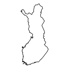 Vector Illustration of Outline Map of Finland in black with white background.