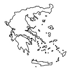 Vector Illustration of Outline Map of Greece in black with white background.