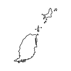 Vector Illustration of Outline Map of Grenada in black with white background.