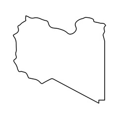 Vector Illustration of Outline Map of Libya in black with white background.