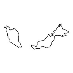 Vector Illustration of Outline Map of Malaysia in black with white background.