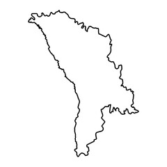 Vector Illustration of Outline Map of Moldova in black with white background.