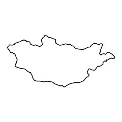 Vector Illustration of Outline Map of Mongolia in black with white background.
