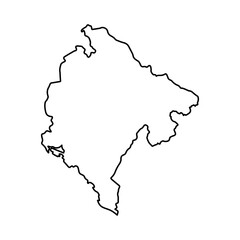 Vector Illustration of Outline Map of Montenegro in black with white background.