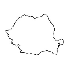 Vector Illustration of Outline Map of Romania in black with white background.