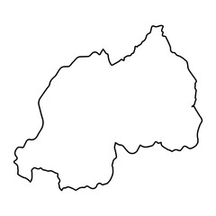Vector Illustration of Outline Map of Rwanda in black with white background.