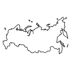 Vector Illustration of Outline Map of Russia in black with white background.