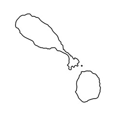 Vector Illustration of Outline Map of Saint Kitts and Nevis in black with white background.