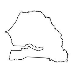 Vector Illustration of Outline Map of Senegal in black with white background.
