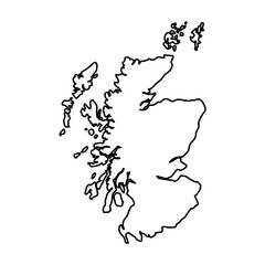 Vector Illustration of Outline Map of Scotland in black with white background.