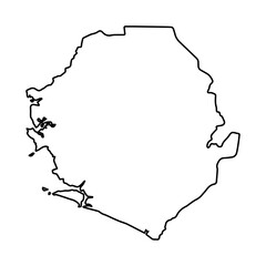 Vector Illustration of Outline Map of Sierra Leone in black with white background.