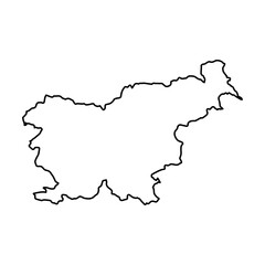 Vector Illustration of Outline Map of Slovenia in black with white background.