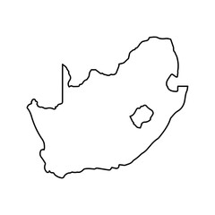 Vector Illustration of Outline Map of South Africa in black with white background.