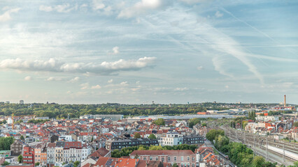 Aerial panorama of Laeken timelapse, Brussels Capital Region, Belgium, showcasing cityscape