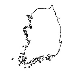 Vector Illustration of Outline Map of South Korea in black with white background.