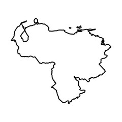 Vector Illustration of Outline Map of Venezuela in black with white background.