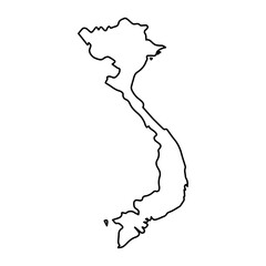 Vector Illustration of Outline Map of Vietnamese in black with white background.