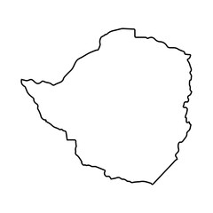 Vector Illustration of Outline Map of Zimbabwe in black with white background.
