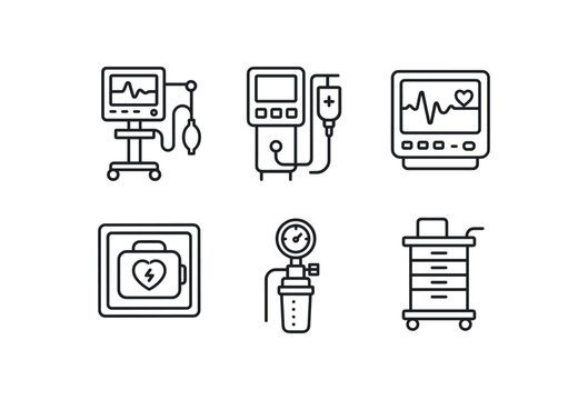 straight perfect stroke icon mono icons style isolated intensive care unit ventilator module intensive care unit infusion pump intensive care unit patient monitor intensive care unit