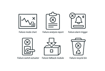 straight perfect stroke icon mono icons style isolated failure mode chart failure lysis report failure trigr failure switch actuator failure fallback module failure recycle bin