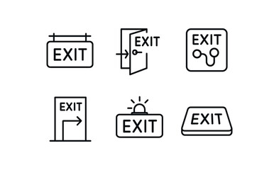Fototapeta premium straight perfect stroke icon mono icons style isolated eit signboard panel eit door handle eit route map eit corridor indicator eit emerncy eit threshold mat